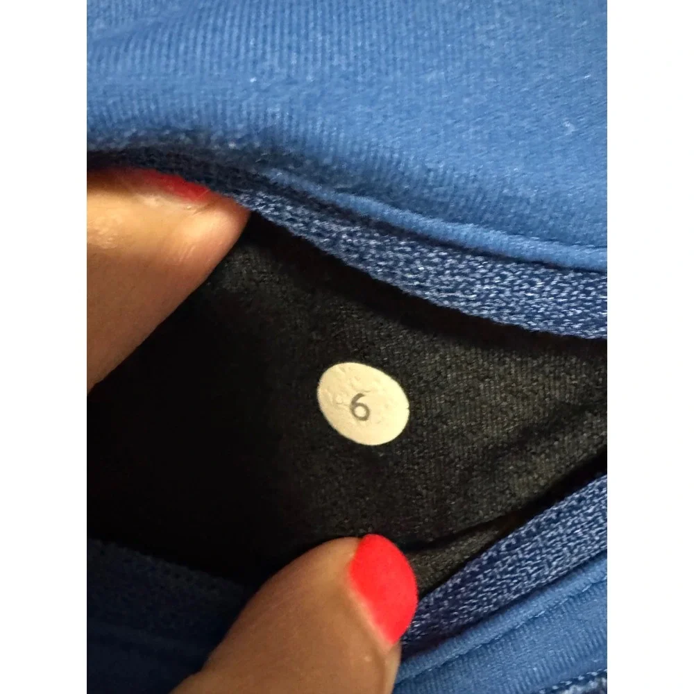 Lululemon Women Run For Your Life Blue Heather Crop Leggings Mesh Panels Size 6